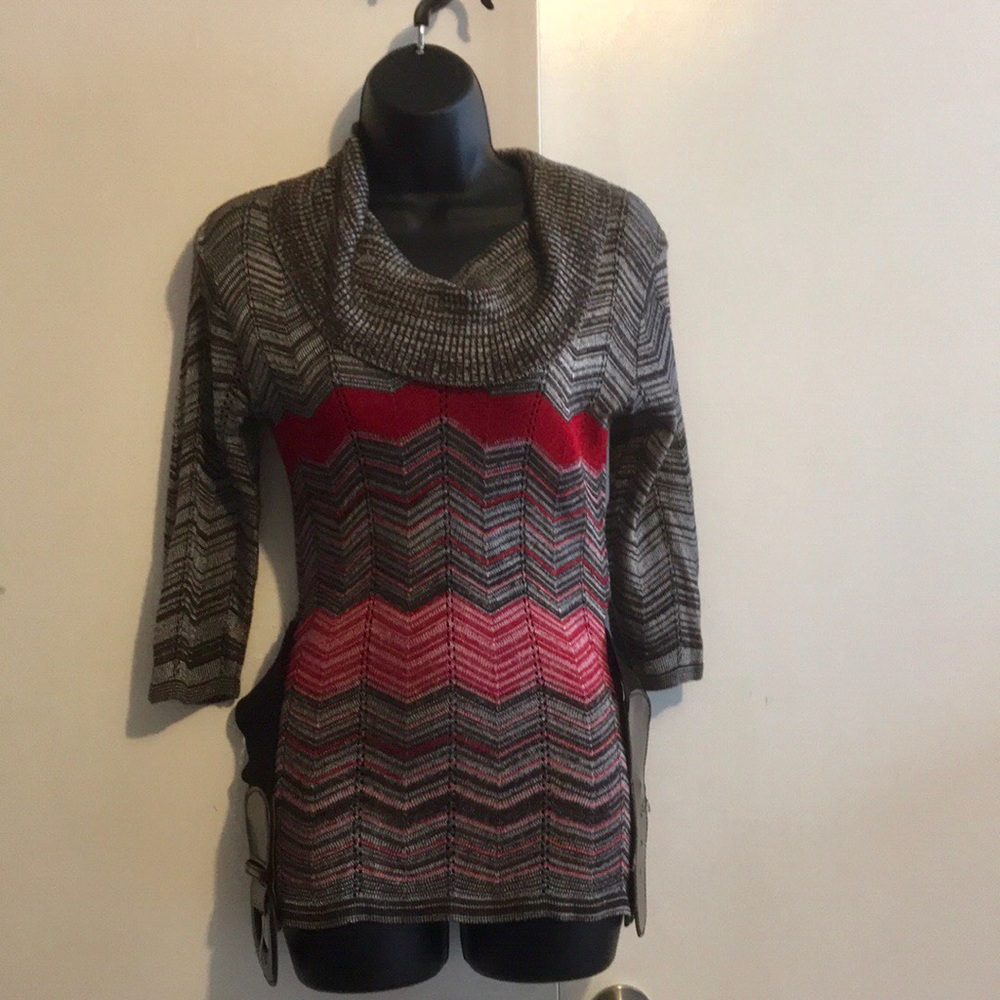 “Wet Paint” Cowl Neck Knit Sweater..Size L